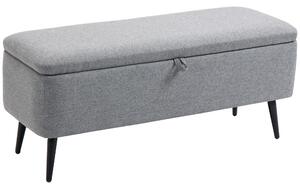 HOMCOM Banca de Depozitare Acoperita cu Tesatura cu Efect de Catifea, Banca de Pat Captusita, 101x38.5x44.5 cm, Gri