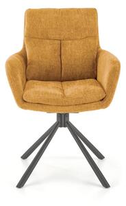 Scaun rotativ K495, galben/negru, stofa clasica/metal, 60x65x87 cm