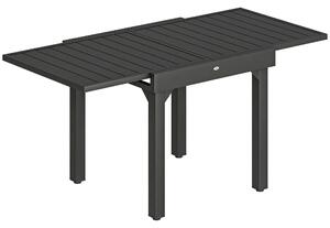Outsunny Masă de Bucătărie Extensibilă pentru Terasă, 4-6 Persoane, 80-160 cm Masă Extensibilă din Aluminiu cu Blat din Lamele, Negru | Aosom Romania