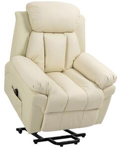 HOMCOM - Fotoliu Rabatabil cu Ridicare Electrica, Fotoliu Relax cu Capitonaj Gros si Telecomanda, 96x93x105 cm, Crem | Aosom Romania
