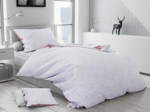 Lenjerie de pat din bumbac flanelat Culoare violet deschis, STRIBER + husa de perna 40x50 cm Gratuit