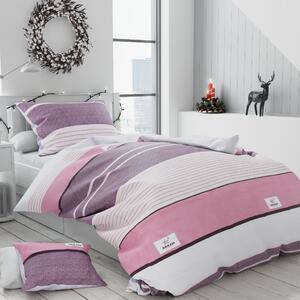 Lenjerie de pat din bumbac flanelat Culoare Violet, BRISTOL + husa de perna 40x50 cm Gratuit