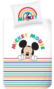 Lenjerie de pat Mickey Mouse (dungi colorate) pentru copii