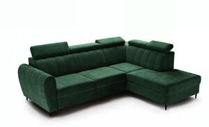 Canapea de colț Celias L dreapta cu funcție de dormit - verde catifea Kronos 19