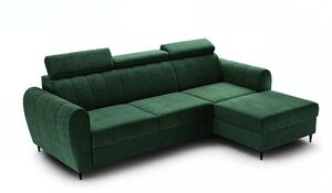 Canapea de colț Celias Mini dreapta cu funcție de dormit - verde catifea Kronos 19