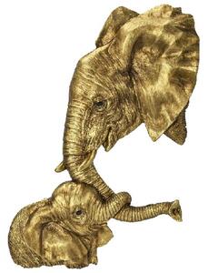 Decoratiune de perete Elephants Love Auriu 60x77 cm