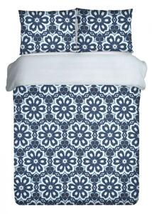 Lenjerie de pat din satin floral în albastru 3 părți: 1buc 160 cmx200 + 2buc 70 cmx80