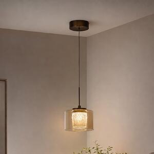 Searchlight Lampă suspendată LED Tumblers, cu 1 bec, bronz, sticlă, 3.000 K, reglabil, Bronz / Alamă Veche, Camera de zi / sufragerie, Plastic
