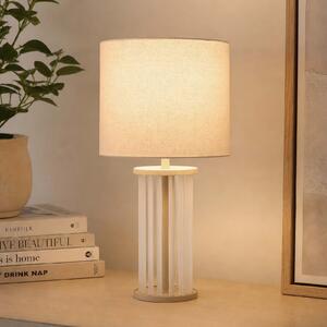 Searchlight Lampa de masă Swizzle, bej, sticlă, material textil, înălțime 42 cm, E27, Bej, Camera de zi / sufragerie, Sticlă
