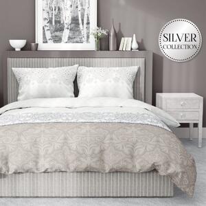 Lenjerie de pat elegantă, moale, bej, cu un motiv alb 3 părți: 1buc 160 cmx200 + 2buc 70 cmx80