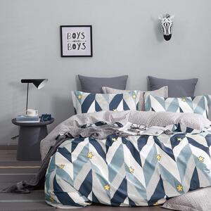 Lenjerie de pat frumoasă și confortabilă din bumbac, într-o combinație de culori cu un model 3 părți: 1buc 160 cmx200 + 2buc 70 cmx80