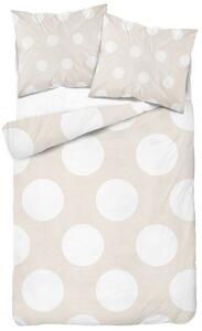 Cearșafuri confortabile de culoare alb-bej pe un pat de bumbac cu puncte mari 3 părți: 1buc 160 cmx200 + 2buc 70 cmx80
