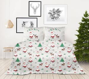 Lenjerie de pat originală de bumbac alb, de Crăciun 3 părți: 1buc 160 cmx200 + 2buc 70 cmx80