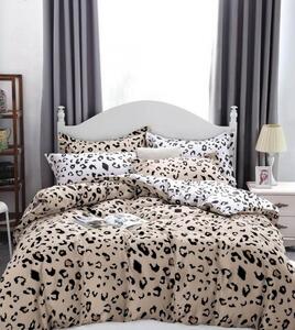Lenjerie de pat confortabilă din microfibră cremoasă, cu model leopard 3 părți: 1buc 160 cmx200 + 2buc 70 cmx80