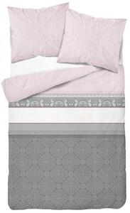 Lenjerie de pat confortabilă roz roz pe un pat de bumbac cu ornamente frumoase 3 părți: 1buc 160 cmx200 + 2buc 70 cmx80