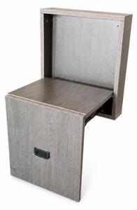 Scaun pliabil de perete din lemn pentru încălțăminte – MDF & oțel, design modern-maro