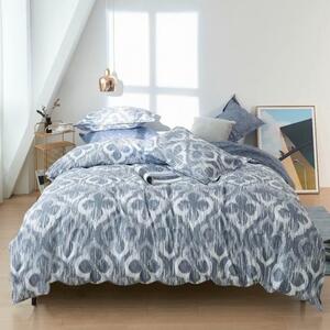 Lenjerie de pat frumoasă alb-albastră cu ornamente 3 părți: 1buc 160 cmx200 + 2buc 70 cmx80