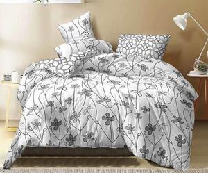 Lenjerie de pat albă cu un motiv floral original 3 părți: 1buc 160 cmx200 + 2buc 70 cmx80