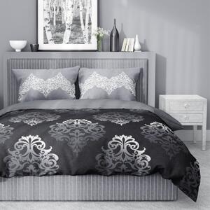 Lenjerie de pat negru-cenușie cu un plus de eleganță 3 părți: 1buc 200 cmx220 + 2buc 70 cmx80