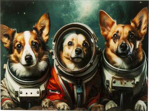 Tablou de sticla Astronauts Dogs 80x60 cm