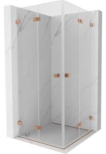 Mexen Lunar-F Duo cabină de duș pliabilă 80 x 80 cm, transparentă, cupru periat - 836-080L-080P-65-00