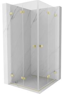 Mexen Lunar-F Duo cabină de duș pliabilă 90 x 90 cm, transparentă, auriu periat - 836-090L-090P-55-00