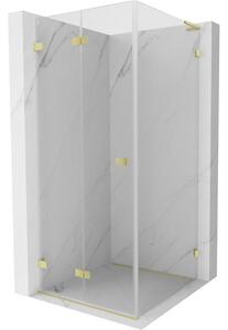 Mexen Lunar-F L cabină de duș pliabilă stânga 80 x 80 cm, transparent, auriu periat - 836L-080-080-55-00-L