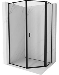 Mexen Mist cabină de duș pentagonală asimetrică cu deschidere dreaptă 80 x 100 cm, ramă neagră, negru - 8A8-080-100-70-70-P