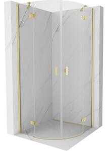 Cabină de duș semicirculară cu balamale Mexen Mist 70 x 70 cm, sticlă transparentă, profil auriu mat, 8A33-070-070-55-00