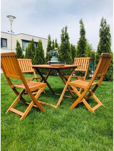 Set masa pentru terasa cu 4 scaune pliabile Hamburg, lemn, patrata 75x75x72,5 cm