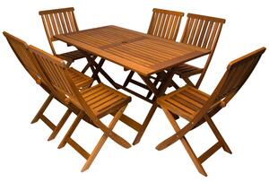 Set masa Bremen cu 6 scaune pliabile, lemn, dreptunghiulara 75x134,9x72,5 cm