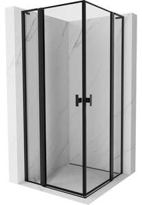 Mexen Mist L Duo cabină de duș cu uși batante 90 x 90 cm, cadru negru, negru - 8A4L-090L-090P-70-70