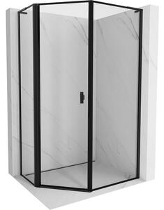 Mexen Mist L cabină de duș pentagonală asimetrică rabatabilă stânga 80 x 100 cm, ramă neagră, neagră - 8A8L-080-100-70-70-L