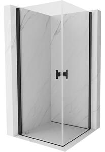 Cabină de duș cu balamale Mexen Mist-B Duo, 70 x 70 cm, sticlă transparentă, profil negru, 8A2-070-070-70-00