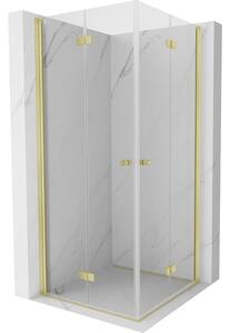 Cabină de duș pliabilă Mexen Mist-F Duo 120 x 120 cm, sticlă transparentă, profil auriu mat, 8A6-120L-120P-55-00