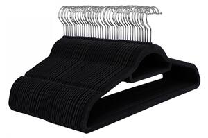 Umerașe de catifea, umerase antiderapante 50 buc, negru