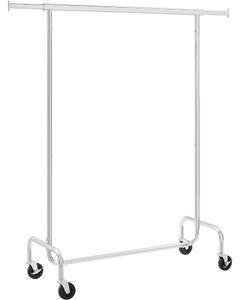 Suport pentru haine pe roți, argintiu 110-150x45x160cm