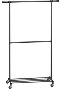 Suport pentru haine pe roți, negru 130x49x198cm