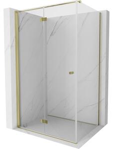 Cabină de duș pliabilă Mexen Mist-F T cu 1 canat, stânga, 120 x 110 cm, sticlă transparentă, profil auriu lucios, 8A6T-120-110-50-00-L
