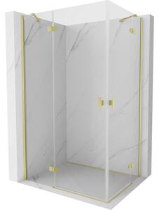 Cabină de duș cu balamale Mexen Mist-H Duo, 90 x 85 cm, sticlă transparentă, profil auriu mat, 8A5-090L-085P-55-00