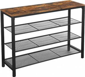 Raft depozitare pantofi4 niveluri, maro rustic 100x30x72cm
