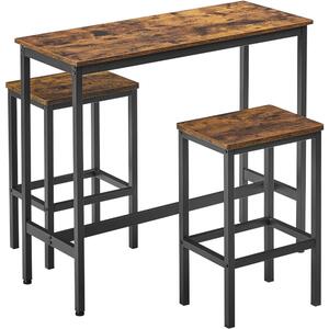 Set masă de bar cu două scaune, maro rustic 100x40x90cm/30x40x65cm