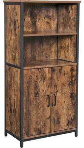 Dulap de depozitare cu doua uși si rafturi deschise, maro rustic 60x35x124cm