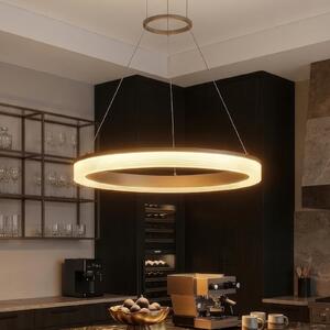 Searchlight Lampă suspendată LED Lumen Rings cu 1 bec, culoare nisip, CCT, fier, dimabil, reglabil, Bej, Camera de zi / sufragerie, Metal, Modern