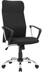 Scaun de birou pivotant cu husă din material textil, înclinabil, negru
