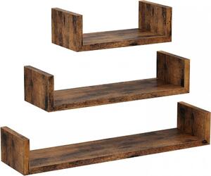 Set rafturi plutitoare 3 piese, maro rustic 30/45/60cm