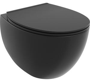 Mexen Egg vas wc fără ramă cu capac soft-closing slim, duroplast, negru mat - 30245070
