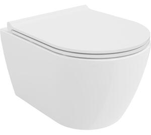 Mexen Carmen vas wc Rimless Tornado cu capac slim cu încetinire, duroplast, alb lucios - 30880500T