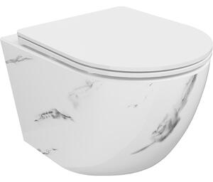 Mexen Lena vas de toaletă suspendat Rimless cu capac cu închidere lentă slim, duroplast, piatră albă - 30224092