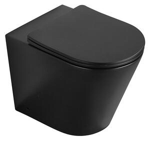 Mexen Rico vas wc de podea Rimless cu capac cu coborâre lentă slim, duroplast, negru mat - 32724085